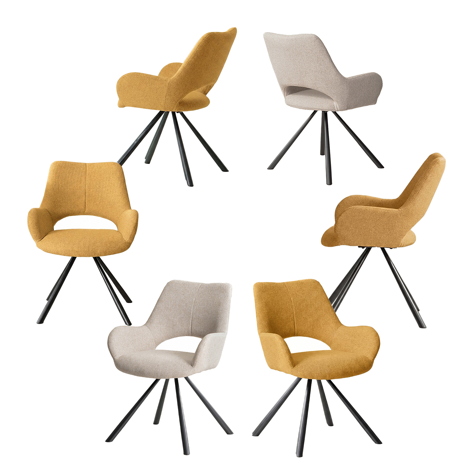 Lot de 6 chaises de salle à manger style scandinave, BETH, MEUBLES COSY