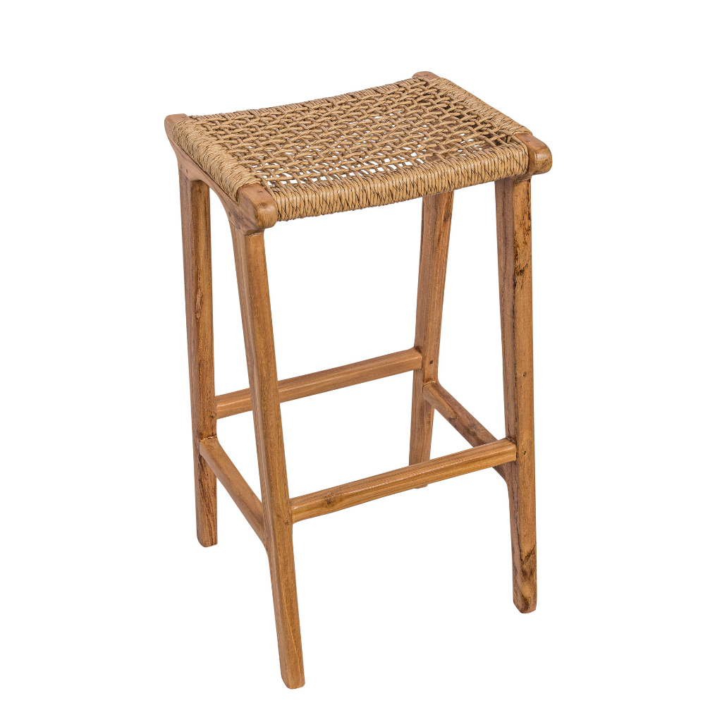Tabouret de bar en teck et corde ANDA, HYDILE
