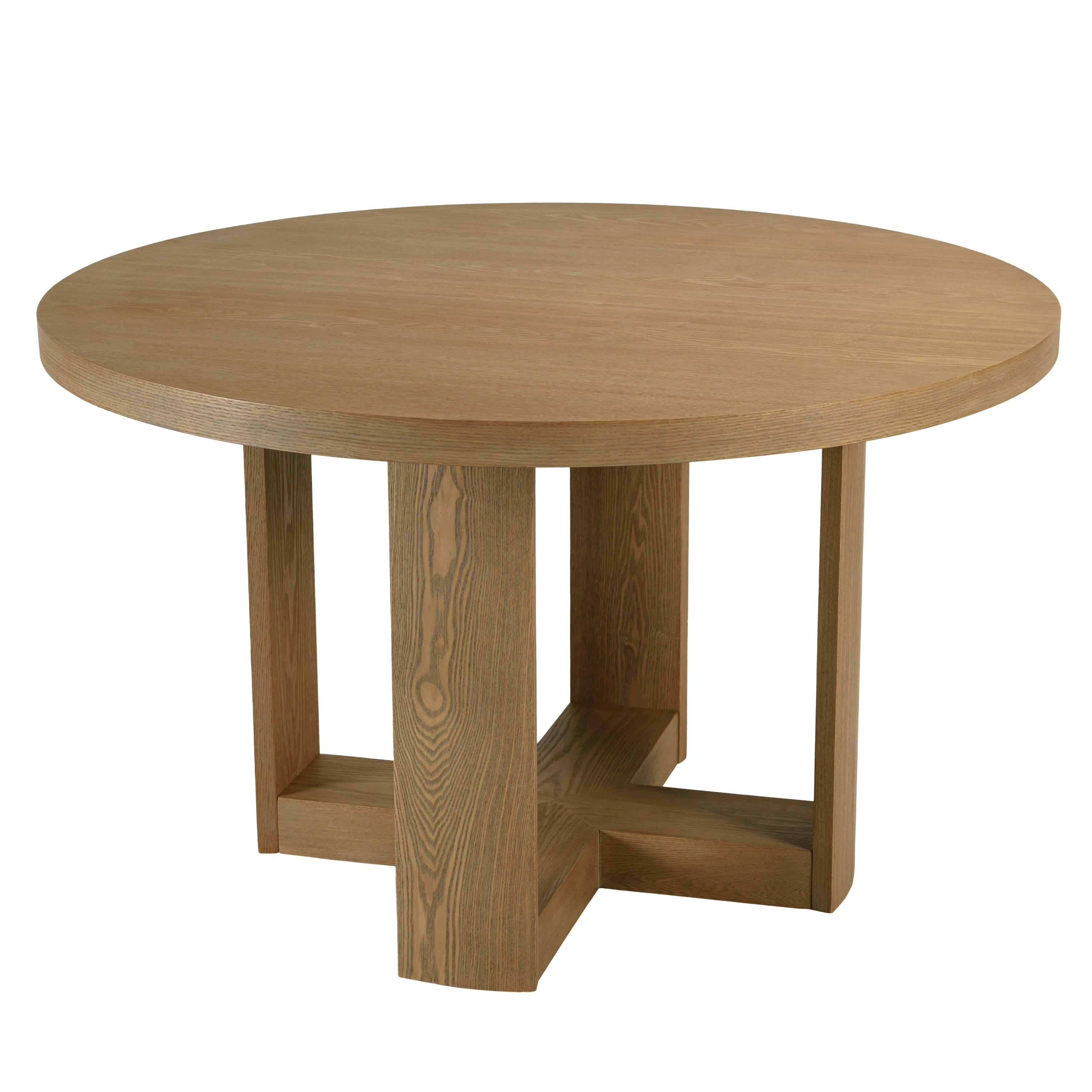 Table à manger ronde couleur naturelle design arrondi VELAR, PIER IMPORT