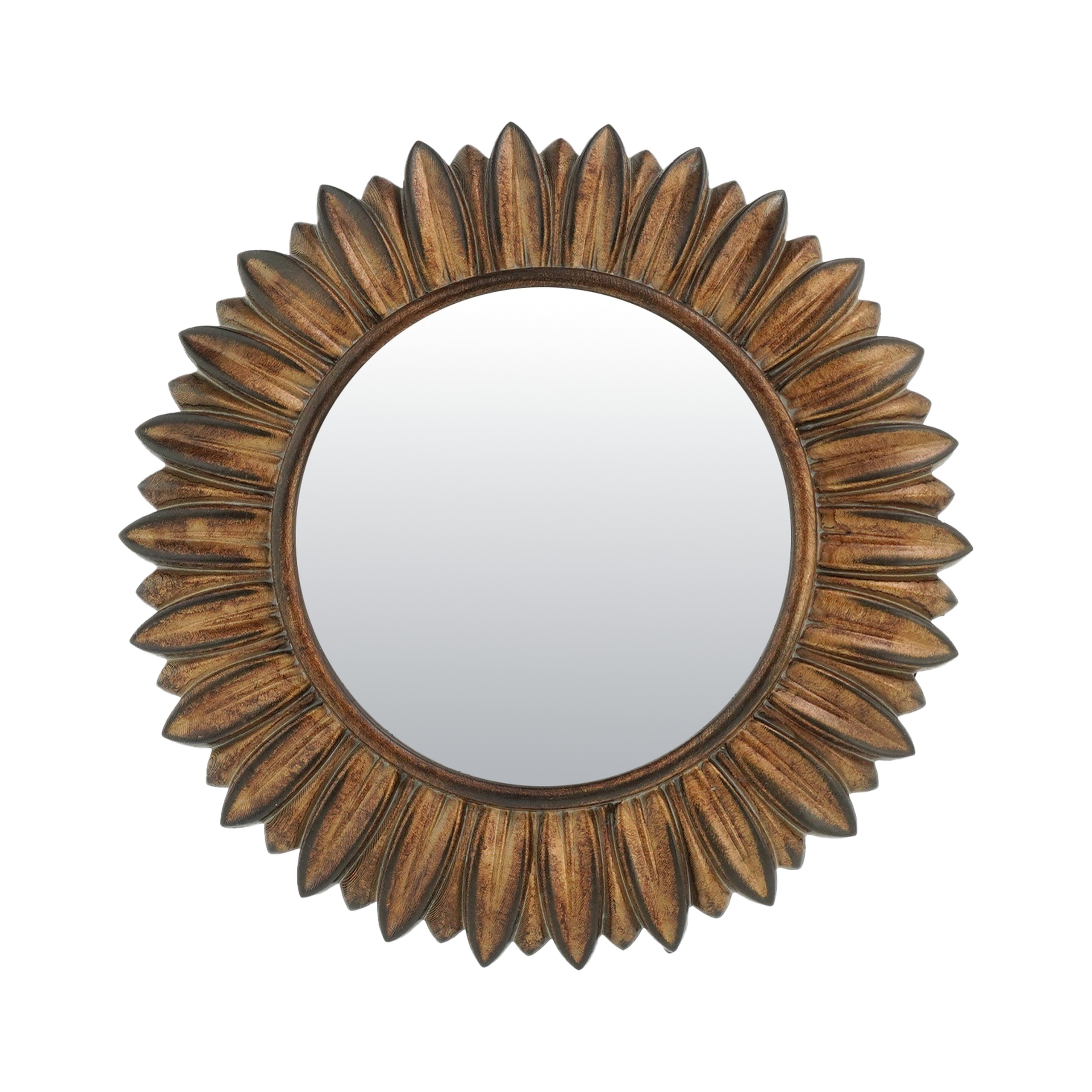 Miroir fleur rond patiné 16.4cm, EMDE