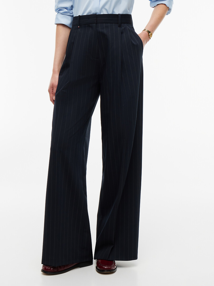 Weite Bundfaltenhose mit feinen Streifen, TOMMY HILFIGER
