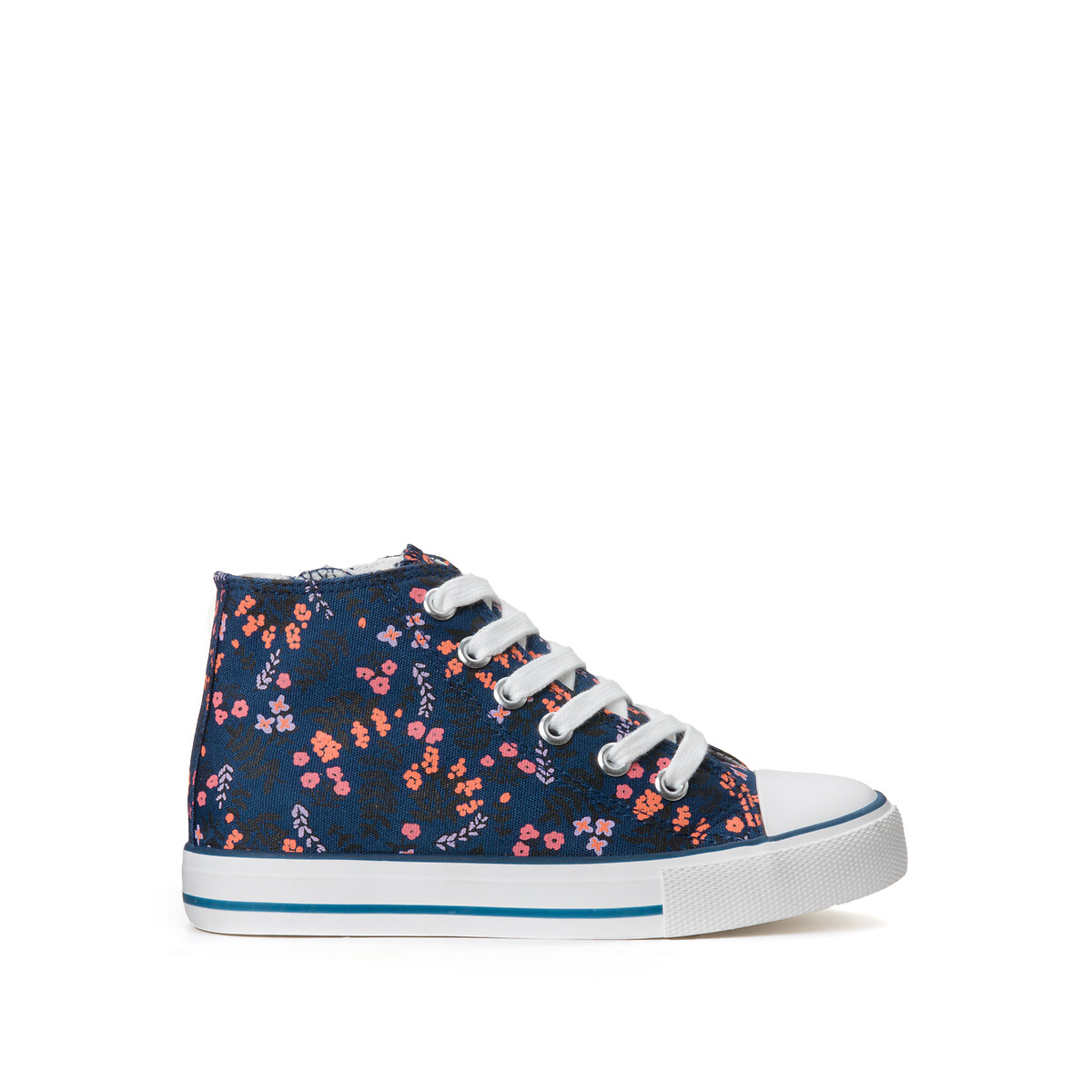 Kids High Top Trainers in Floral Print with Zip Fastening