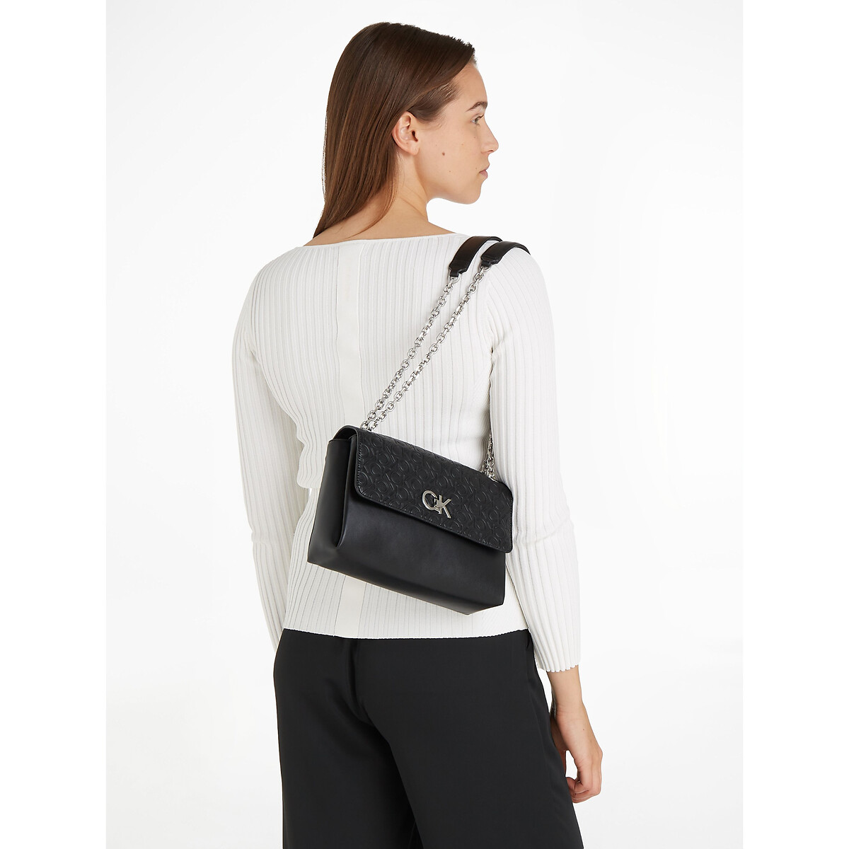 Image of Logo-Embossed Quilted Bag with Chain Strap
