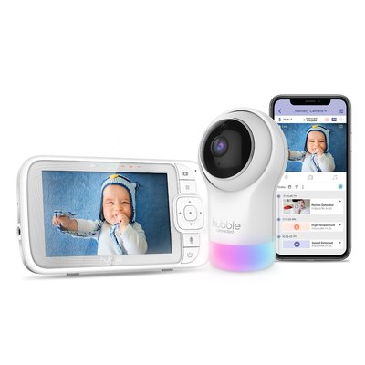 5" Nursery Pal Glow+ Video Baby Monitor - White HUBBLE