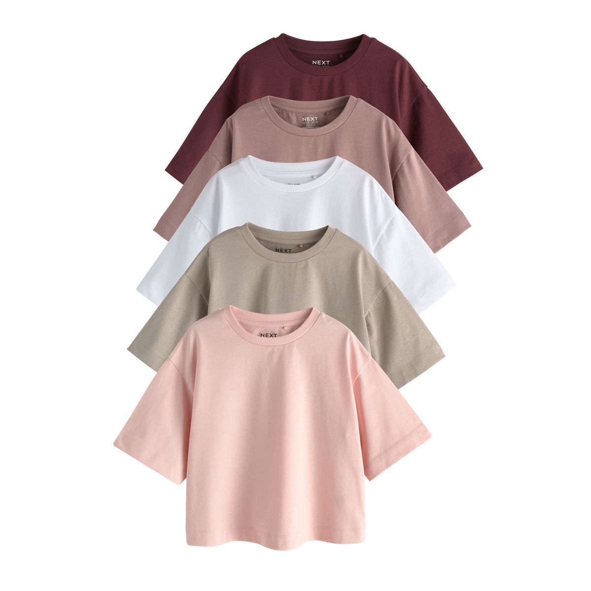 T-shirt oversize coupe droite, lot de 5, NEXT