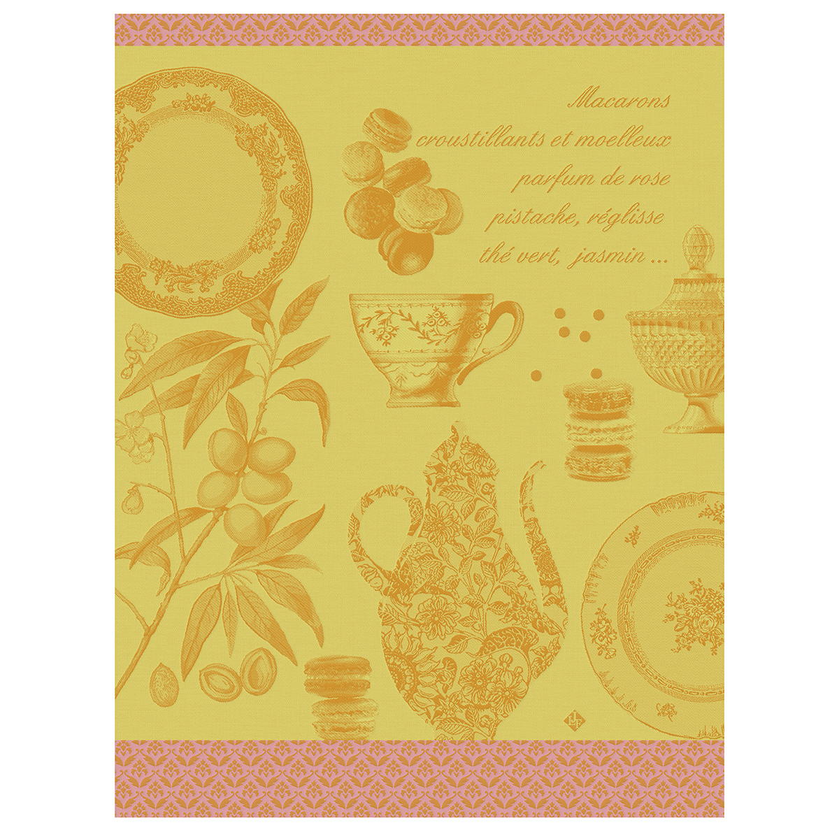 Torchon Macarons Rose 60x80 100% coton, LE JACQUARD FRANCAIS