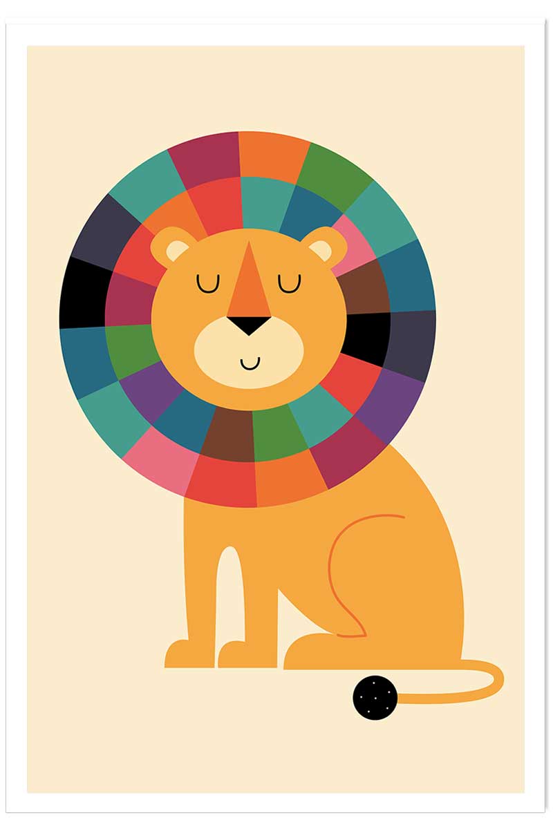 Affiche enfant rainbow lion, HEXOA