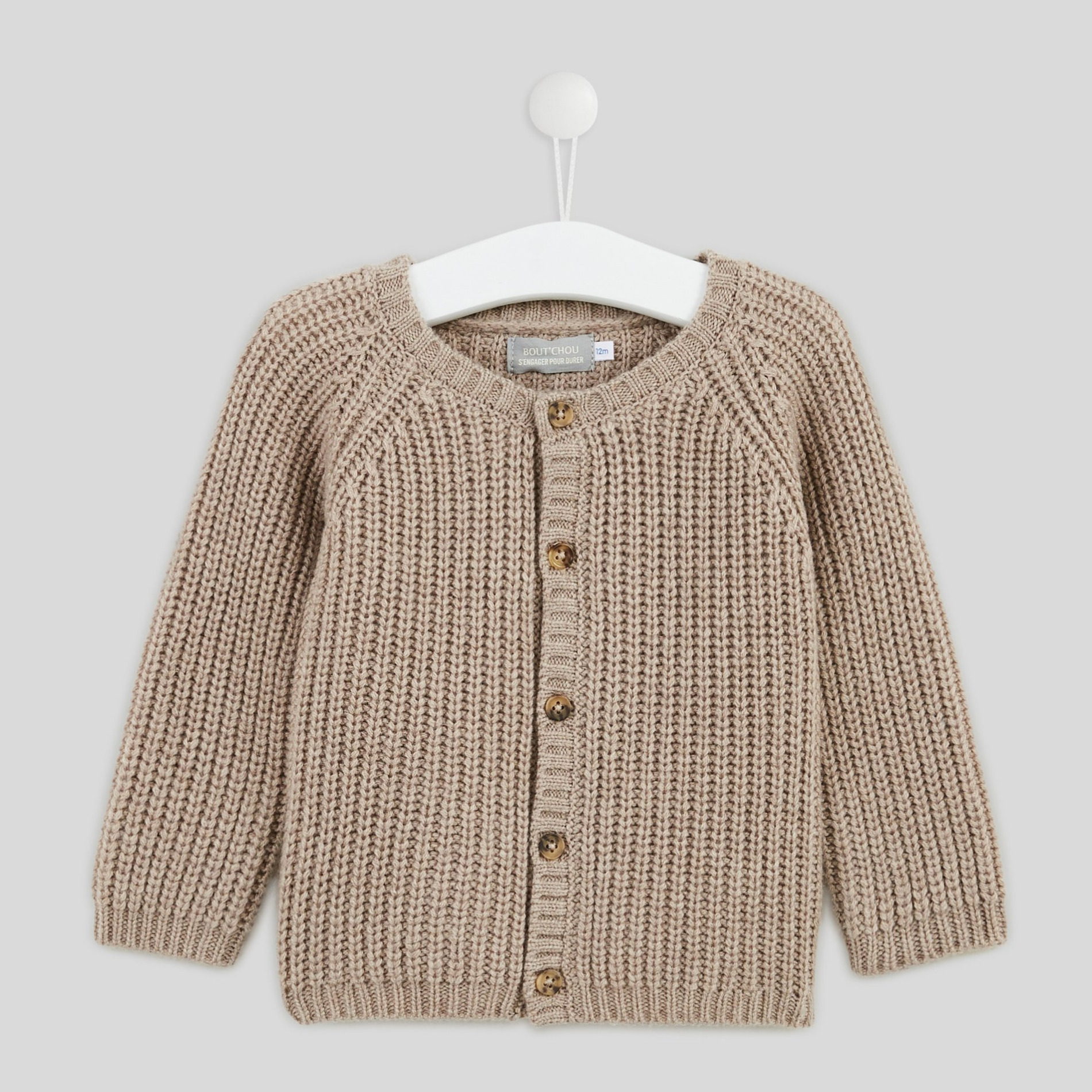 Cardigan à manches longues uni contenant de la laine, MONOPRIX
