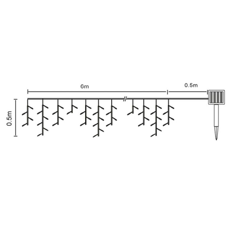 Guirlande stalactite solaire LED blanc pur - 6m