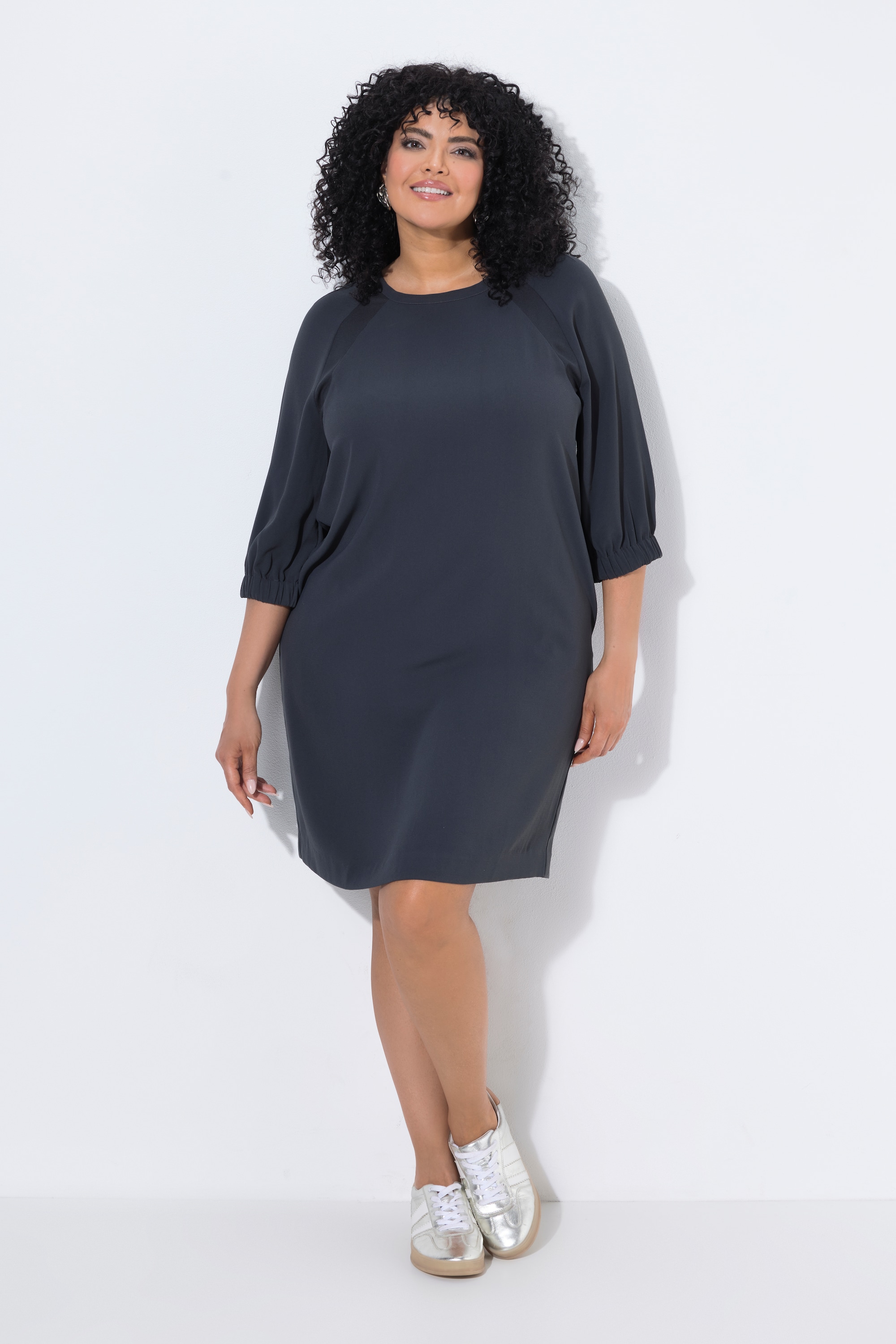 Robe décolleté rond et manches 3/4 ballon, ULLA POPKEN