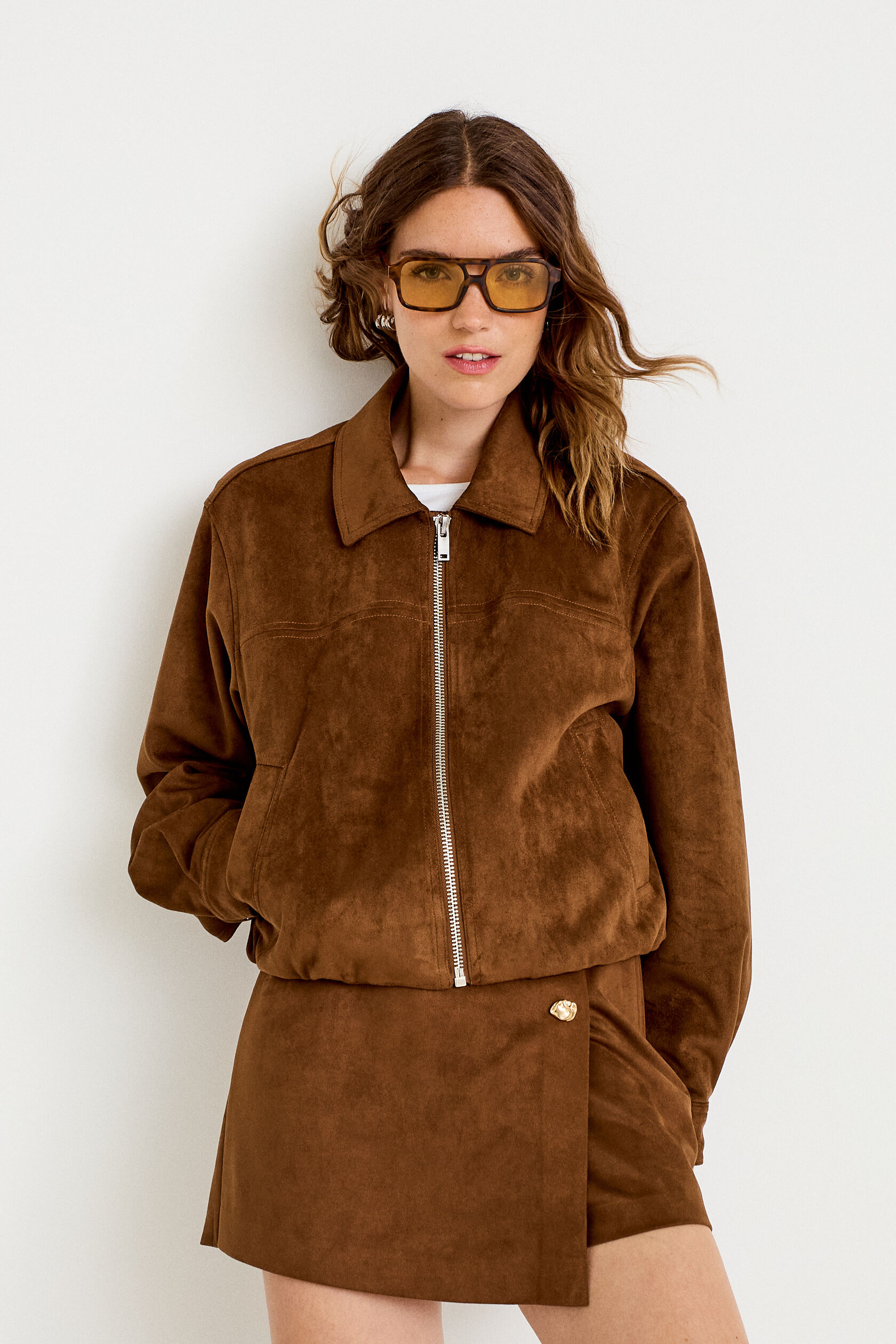Jupe-short courte aspect daim, CACHE CACHE