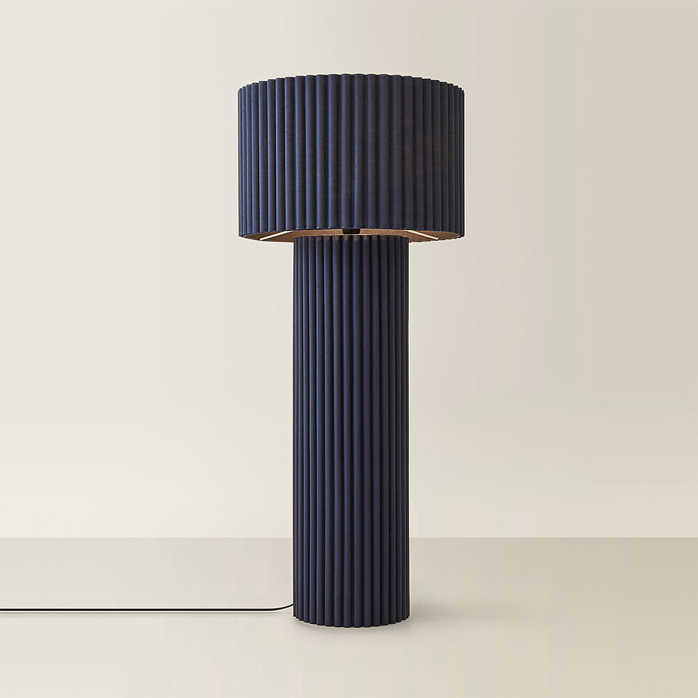 Lucinda Colour Drench Ribbed Full Fabric Midi Floor Lamp, SO'HOME