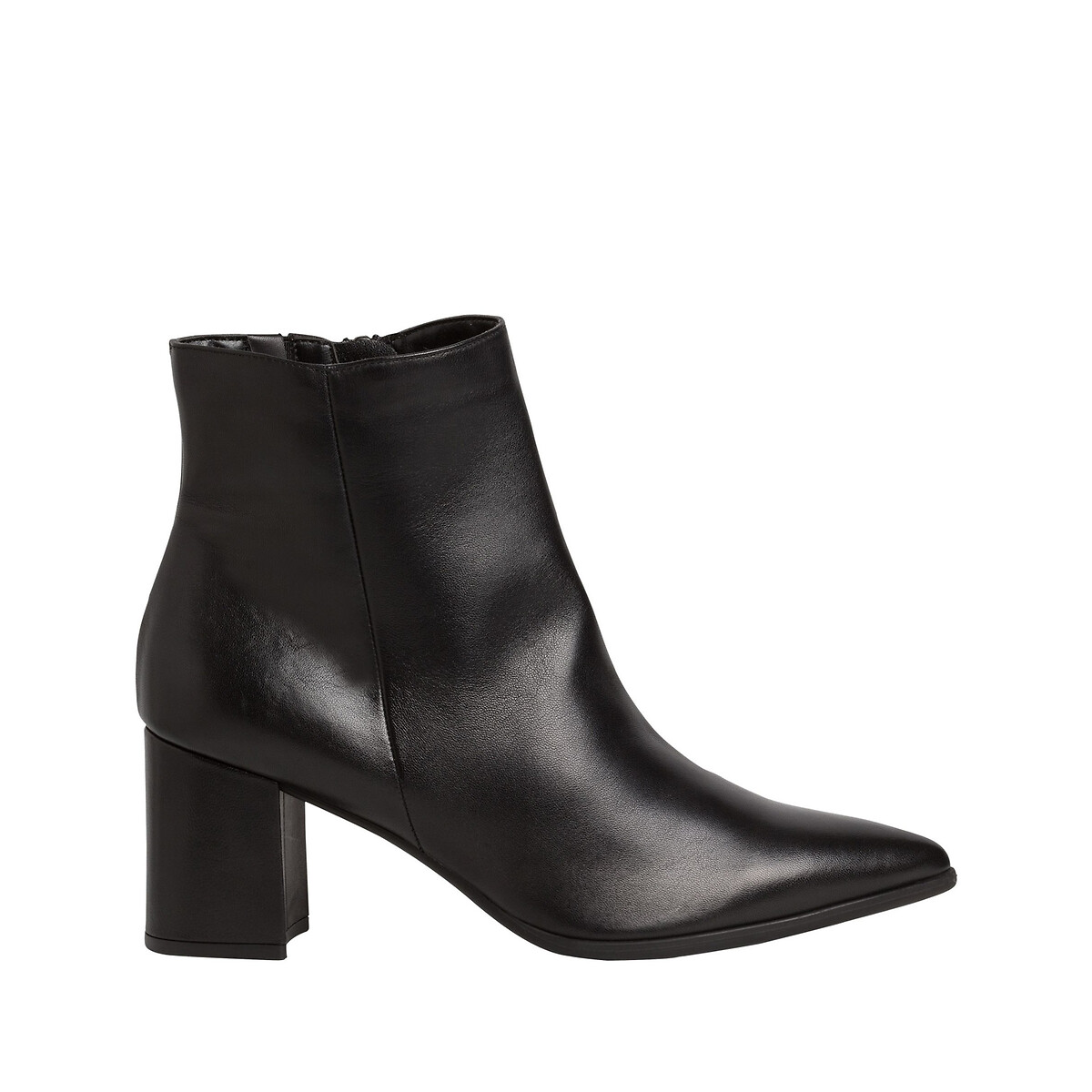 Leather pointed ankle boots black Tamaris La Redoute