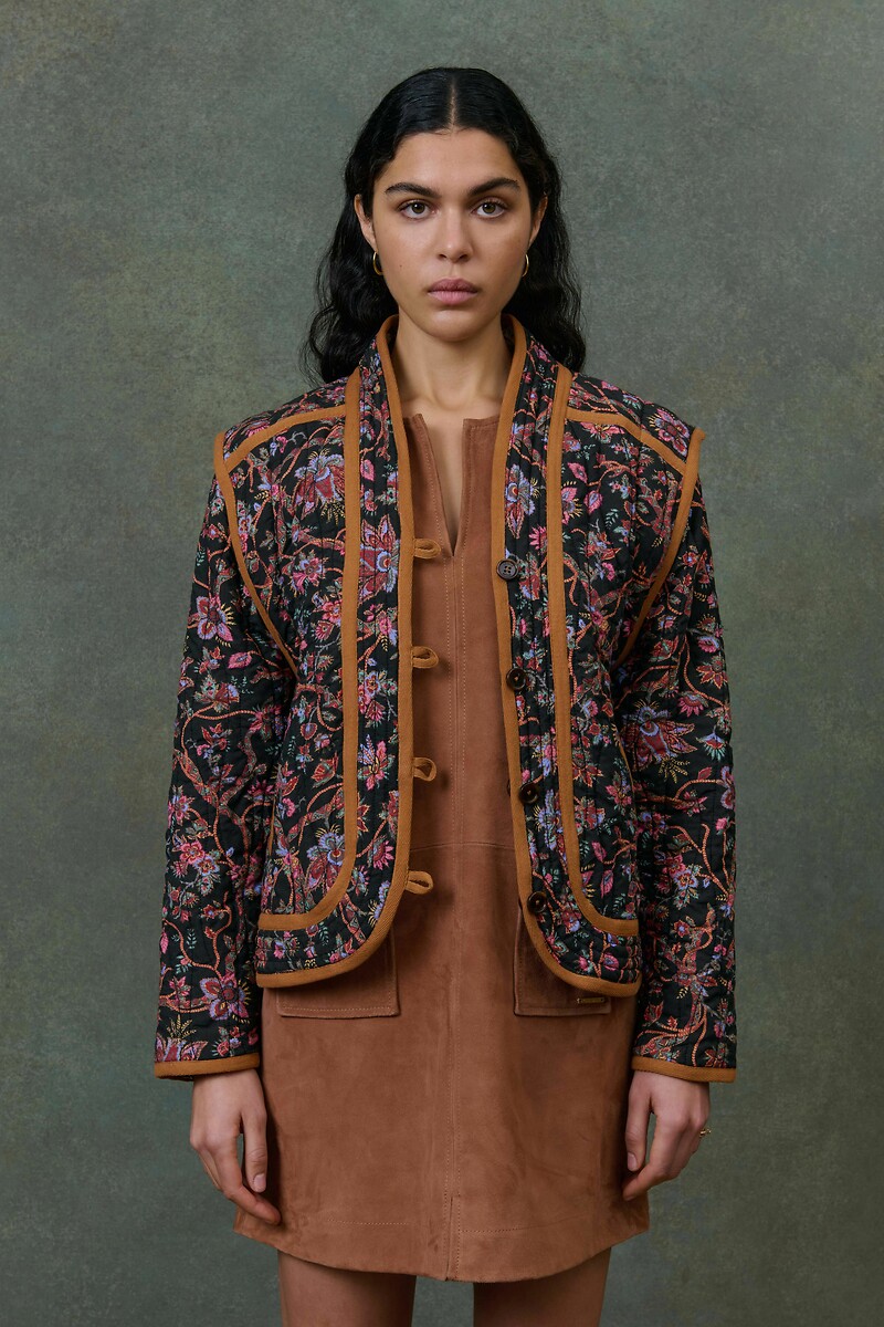 Short fitted jacket, black print/orange, Louise Misha | La Redoute Short fitted jacket, black print/orange, Louise Misha | La Redoute