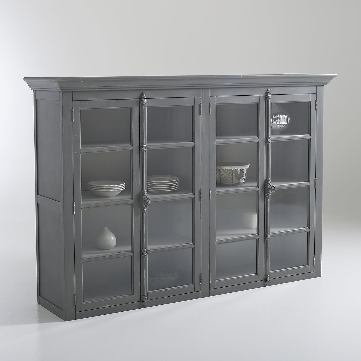LA REDOUTE INTERIEURS Armario vitrina con 4 puertas patinado Eulali GRIS talla única