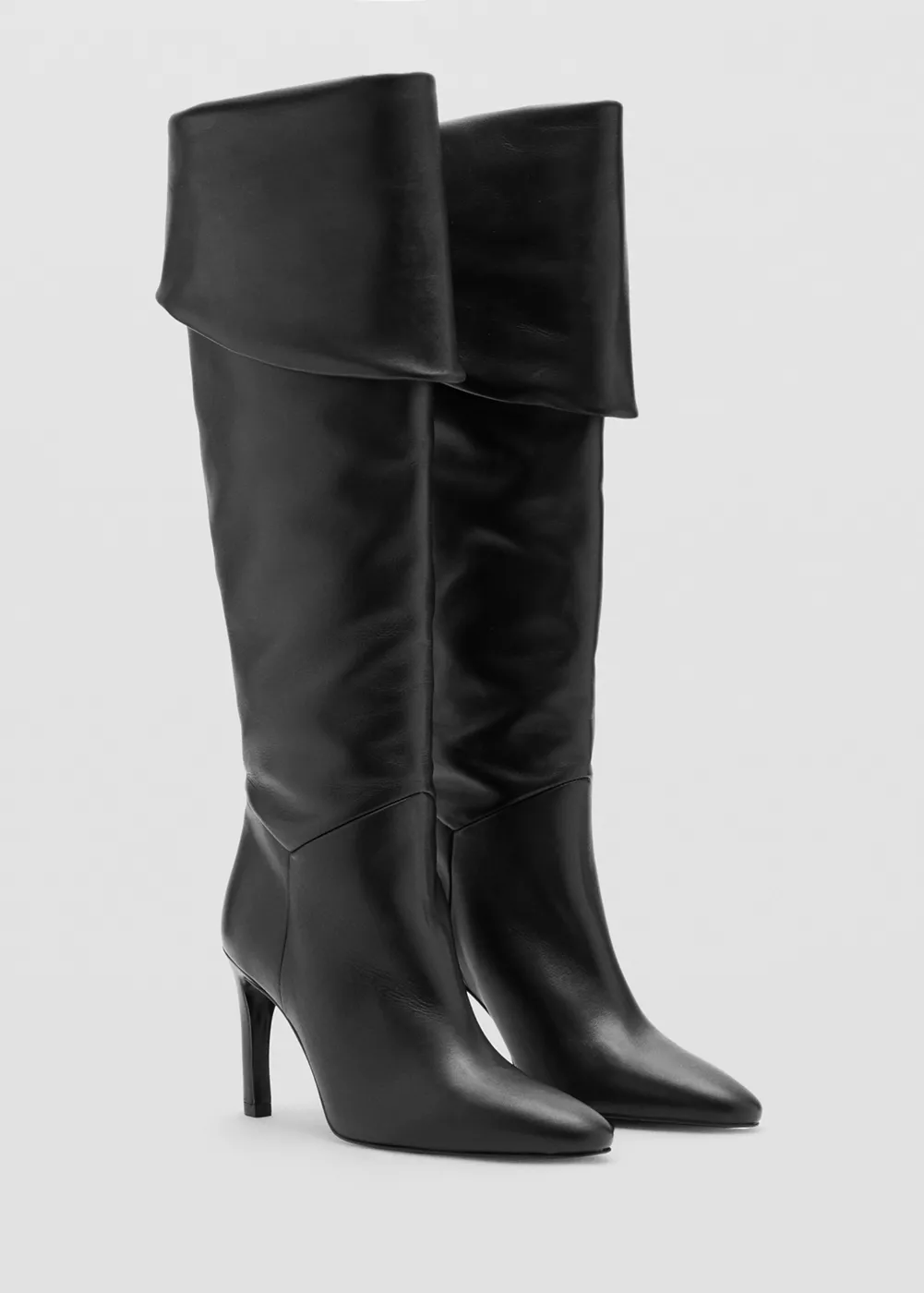 Botte en cuir à talon aiguille, MANGO