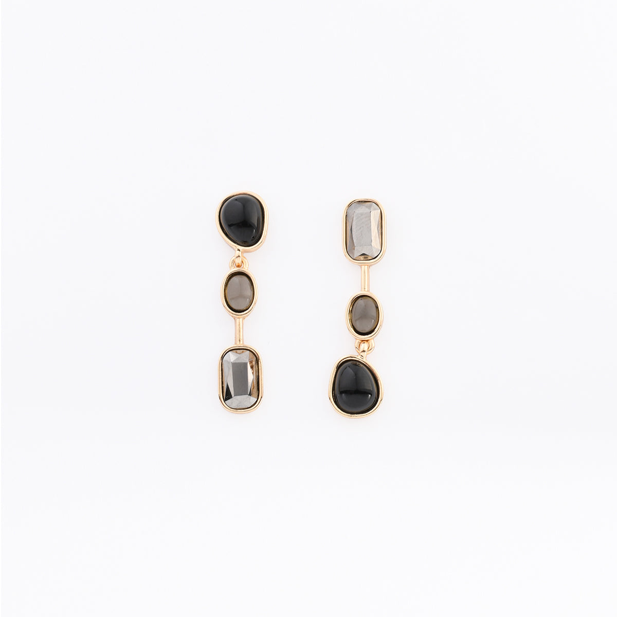 Boucles d'oreilles cabochons asymétriques gris, BALABOOSTE