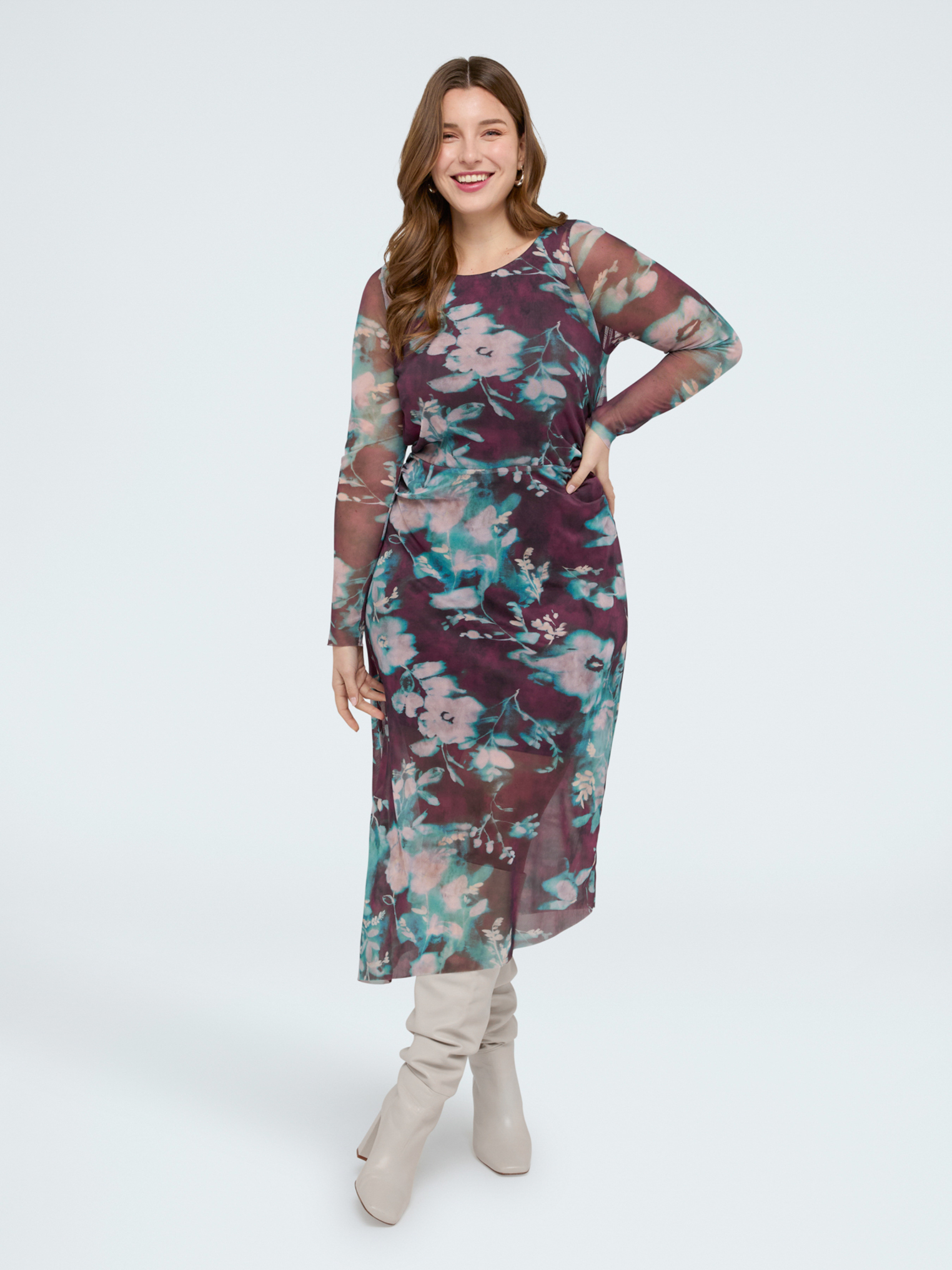 Robe longue en tulle imprimée, FIORELLA RUBINO