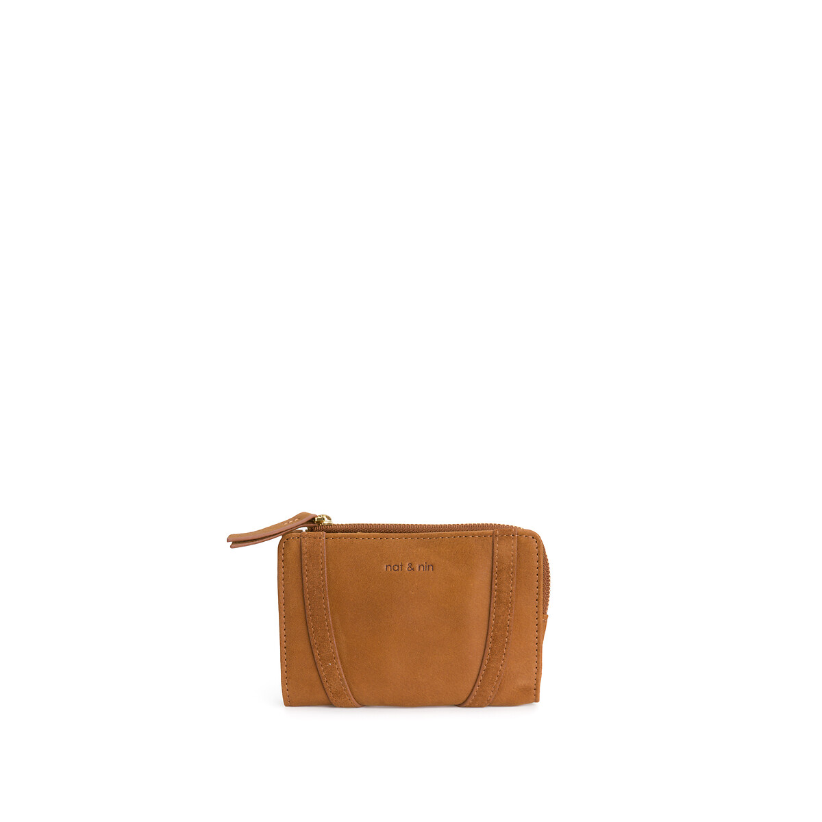 Roza Leather Zipped Purse, NAT & NIN
