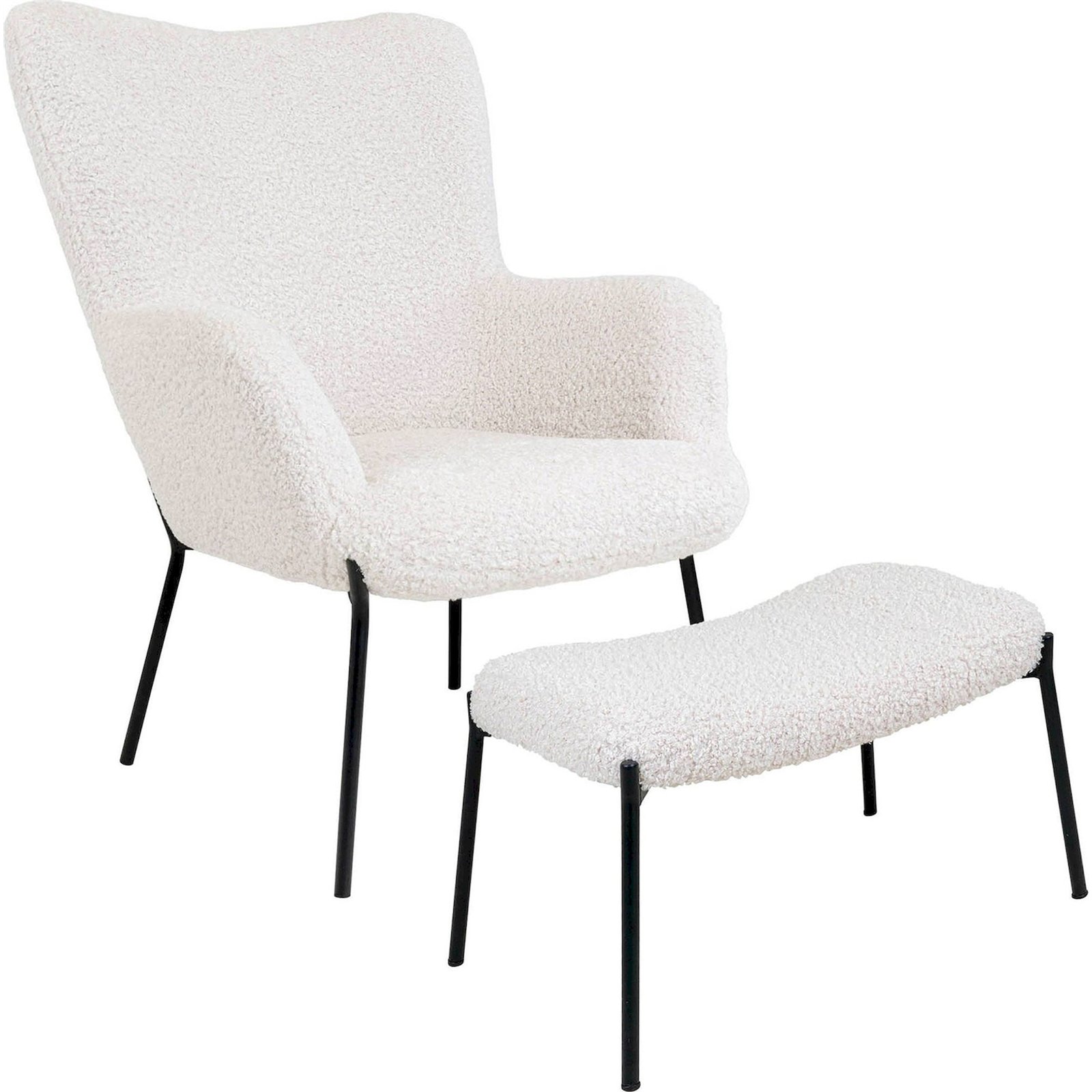 Fauteuil à oreilles bouclette repose-pieds, RECOLLECTION