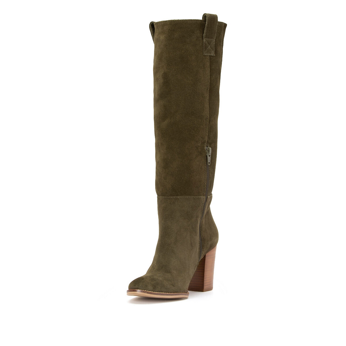 Botas de piel con tacón caqui La Redoute Collections | La Redoute