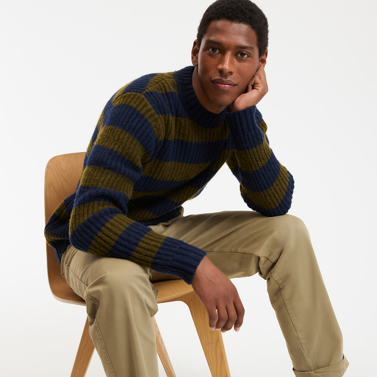 Striped Crew Neck Jumper in Fine Knit, LA REDOUTE COLLECTIONS