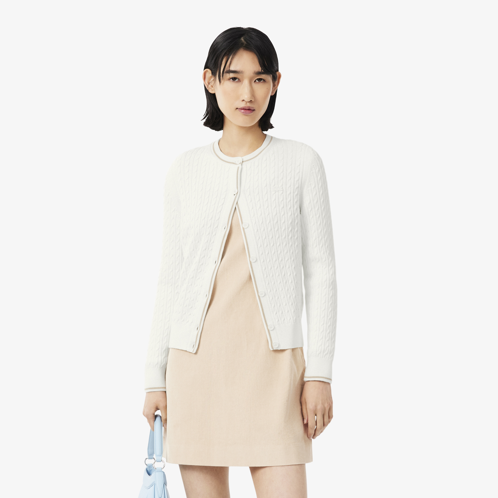 Cardigan maille torsadée rayures, LACOSTE