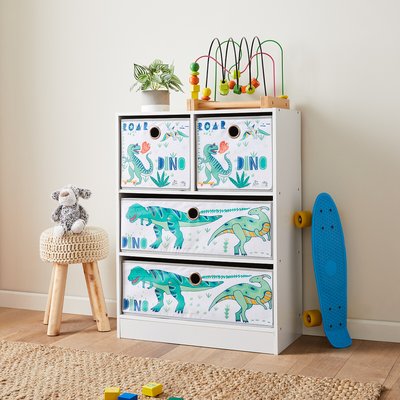 Dinosaur Print 2+2 Cube Storage Unit with Drawers SO'HOME