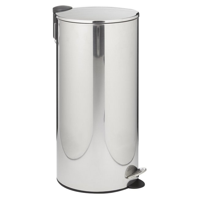 30L Stainless Steel Pedal Bin with Soft Close Lid, silver-coloured, SO'HOME