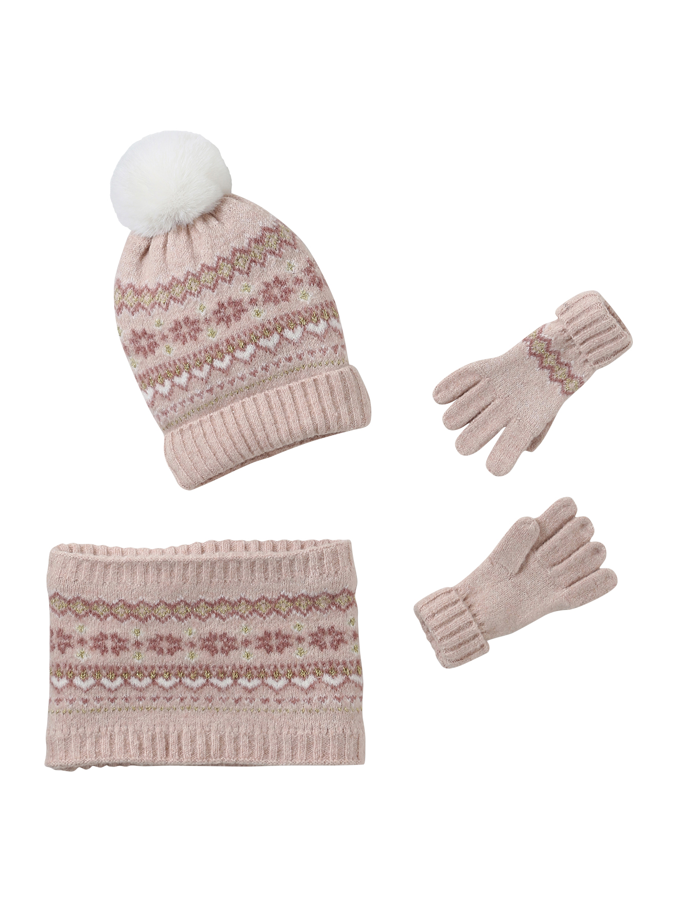 Ensemble jacquard bonnet + snood + moufles/gants, VERTBAUDET