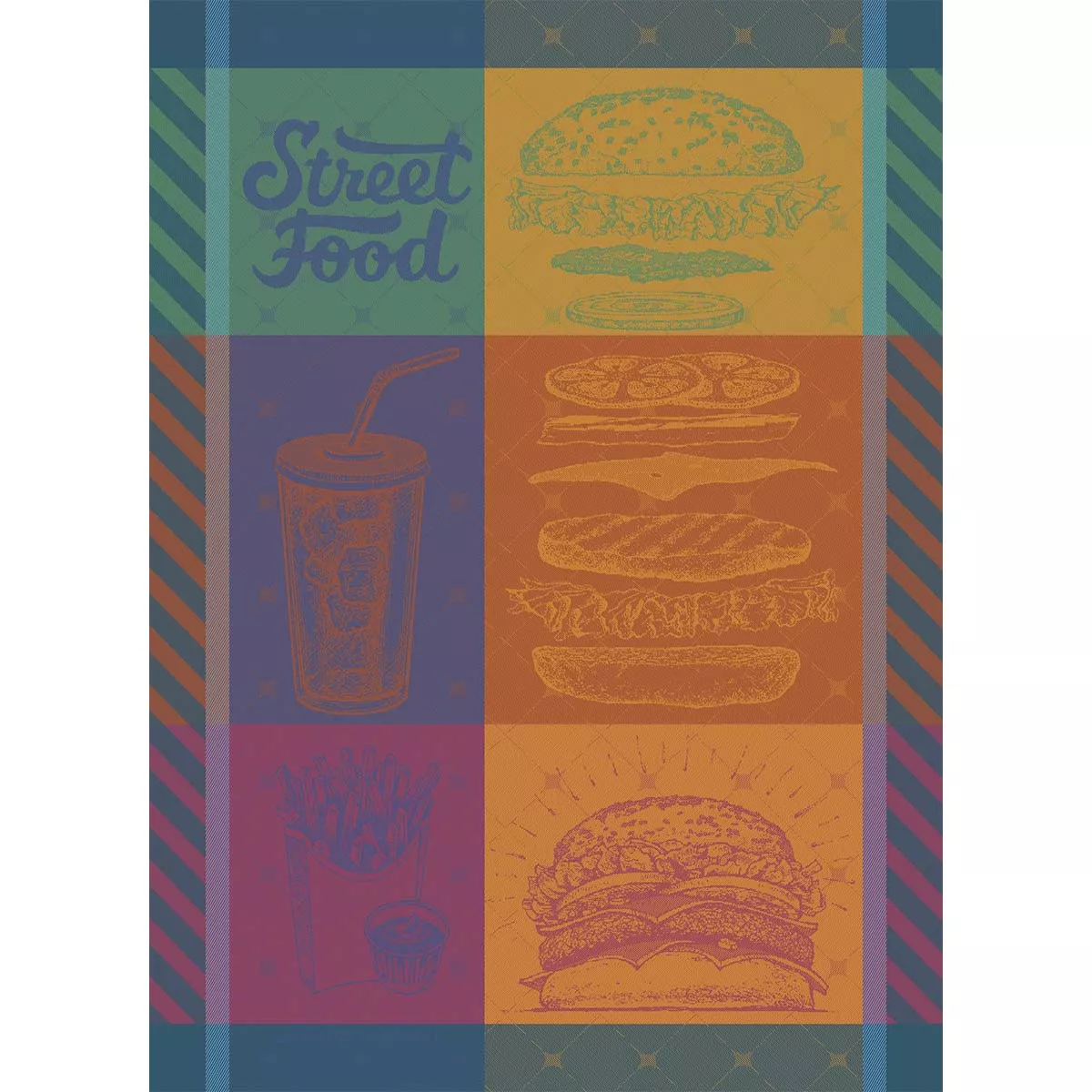 Torchon pur coton STREET FOOD USA, GARNIER THIEBAUT