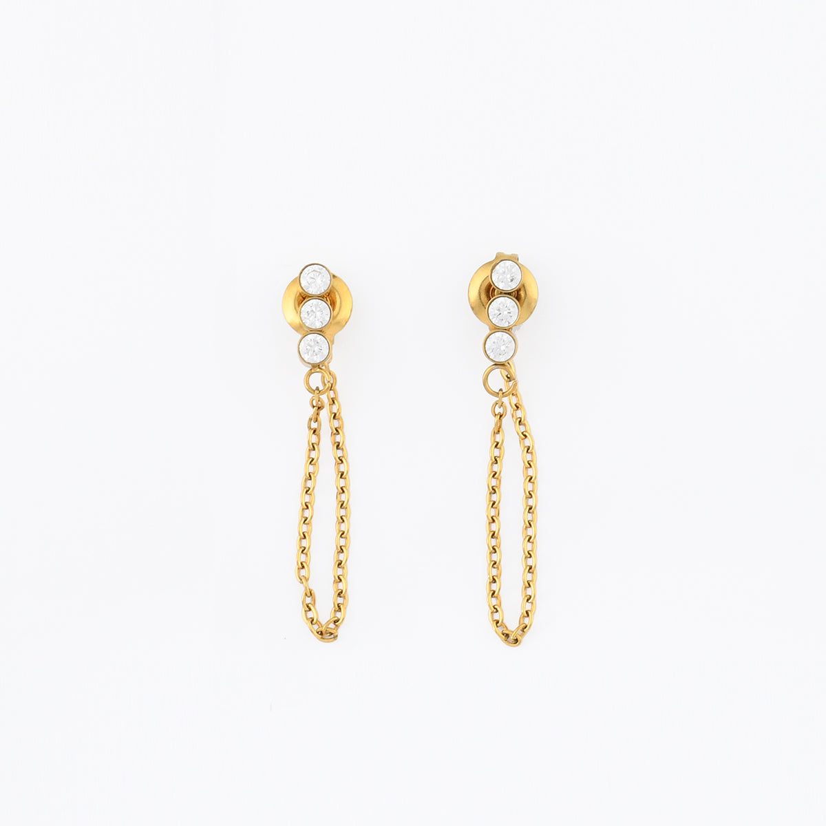 Boucles d'oreilles puces et chaîne fine en acier inoxydable, BALABOOSTE