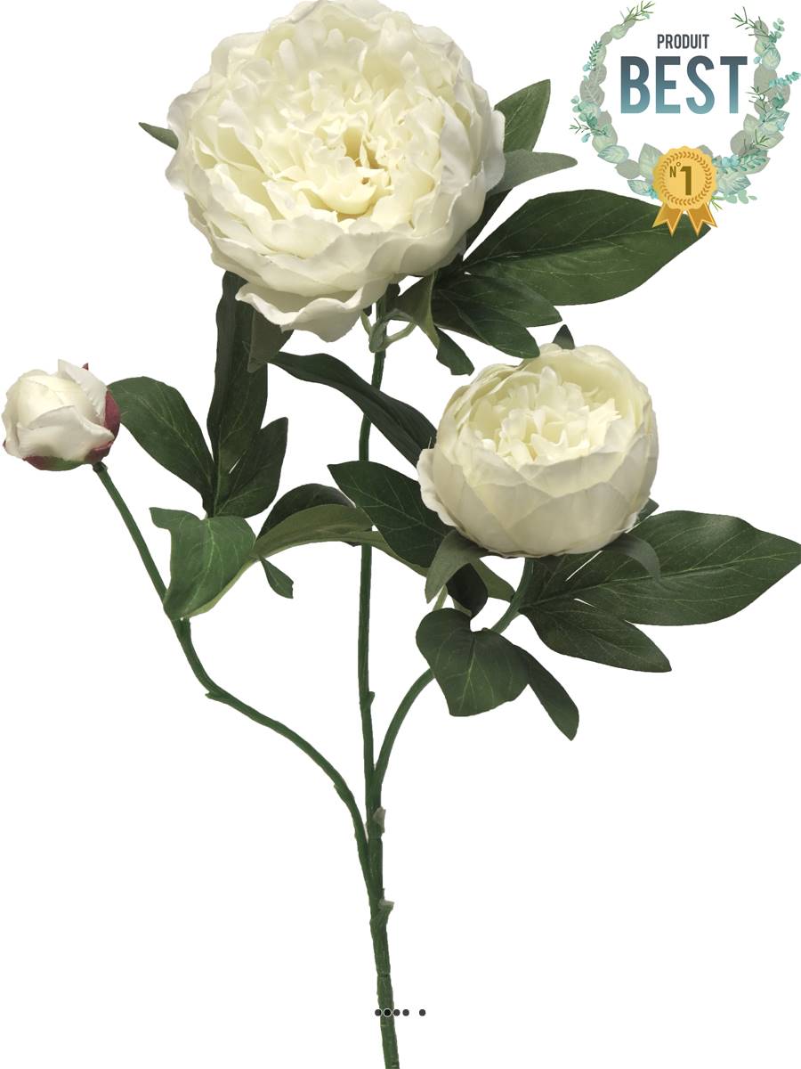 Pivoine artificielle ramifiée, 3 têtes, H, ARTIFICIELLES