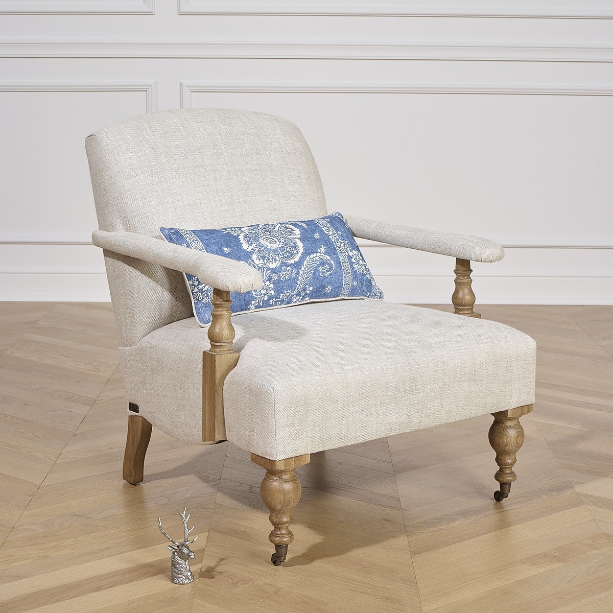 Fauteuil en chêne et lin avec coussin ANDREW, ROBIN DES BOIS