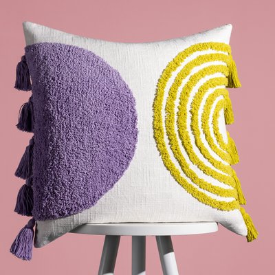 Archow Abstract Tufted Cotton Tasselled Filled Cushion 45x45cm SO'HOME
