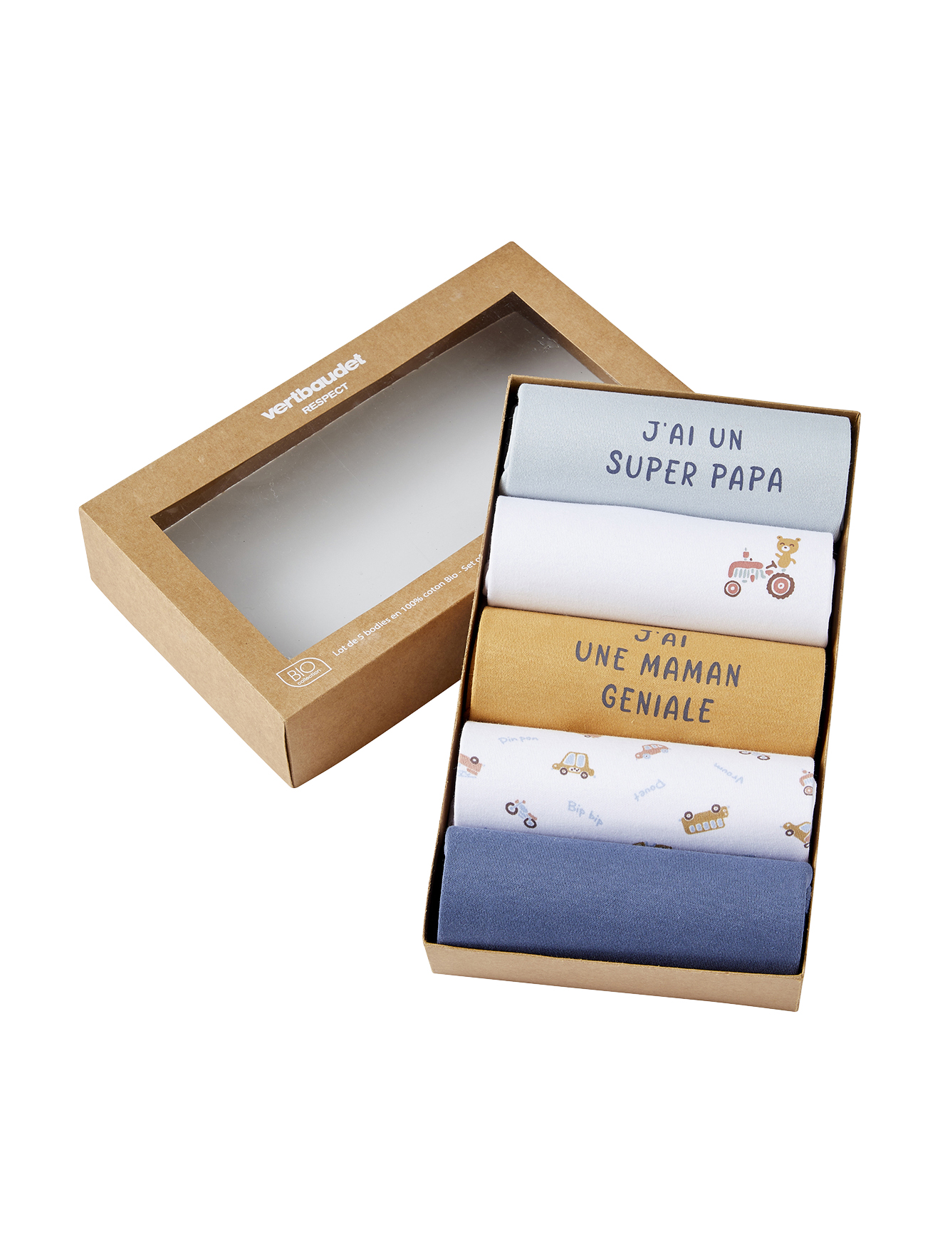 Coffret de 5 bodies manches courtes, VERTBAUDET