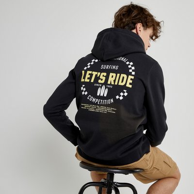 Slogan Print Hoodie in Cotton Mix LA REDOUTE COLLECTIONS
