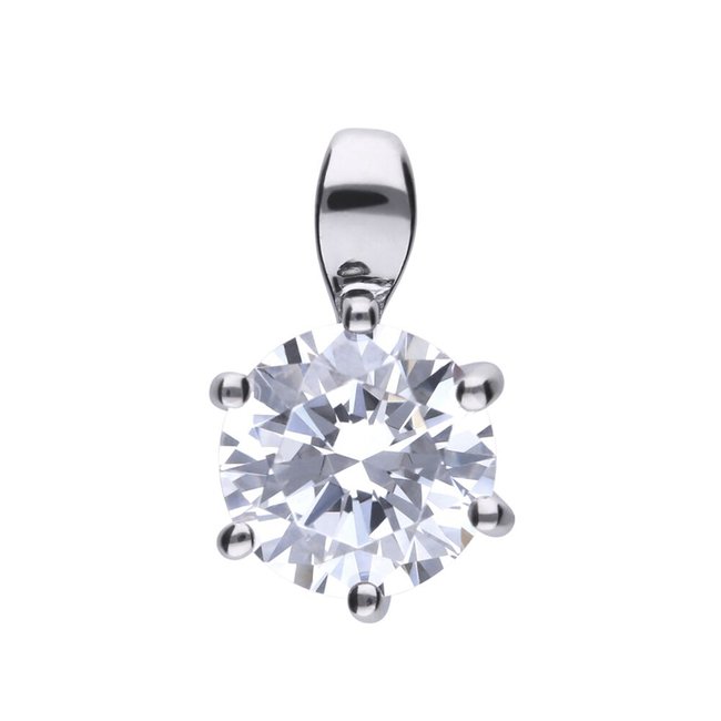 Sterling Silver Solitaire Pendant With White Zirconia and Prong Setting 2Ct, silver-coloured, DIAMONFIRE