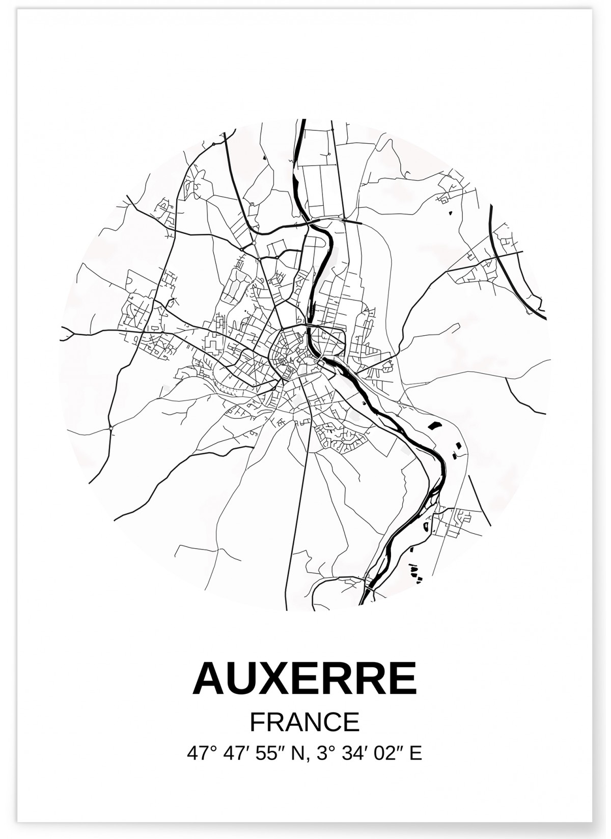 Affiche Carte Auxerre, L'AFFICHERIE