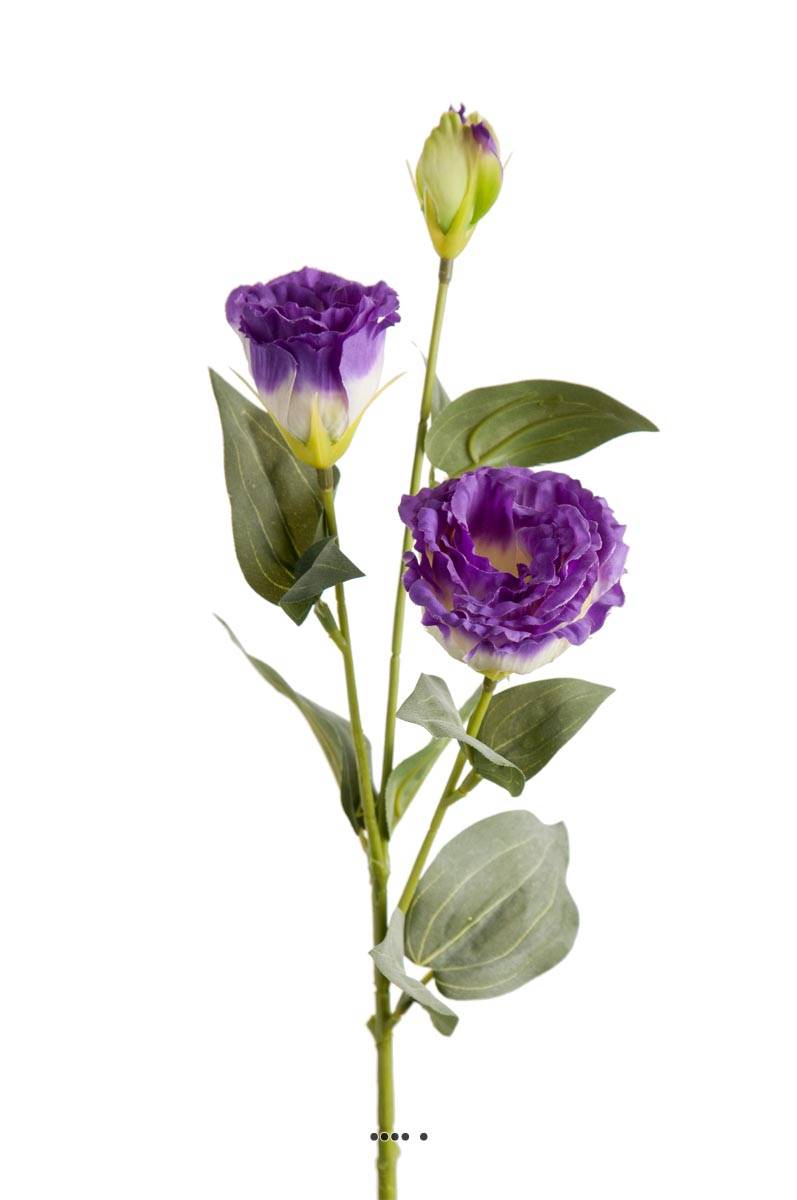 Lisianthus factice en tige H70cm D18cm 3 fleu, ARTIFICIELLES