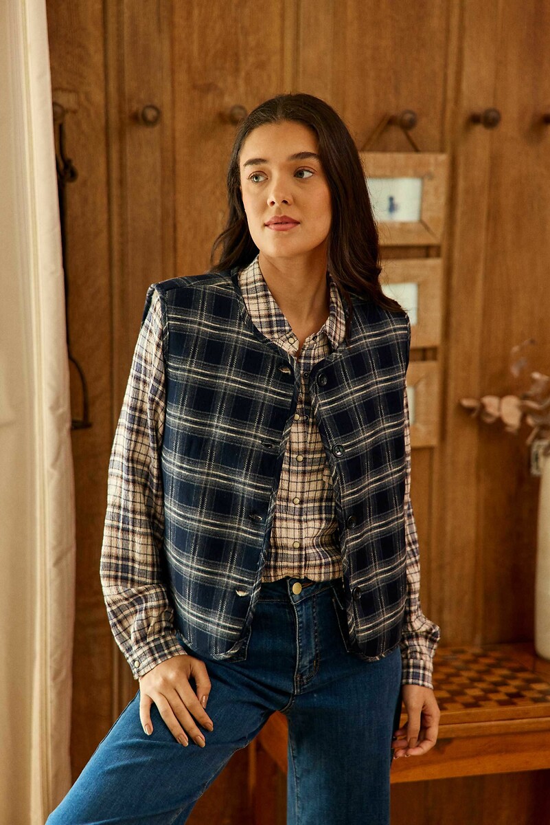 Vinka Reversible Sleeveless Checked Jacket, LA PETITE ETOILE