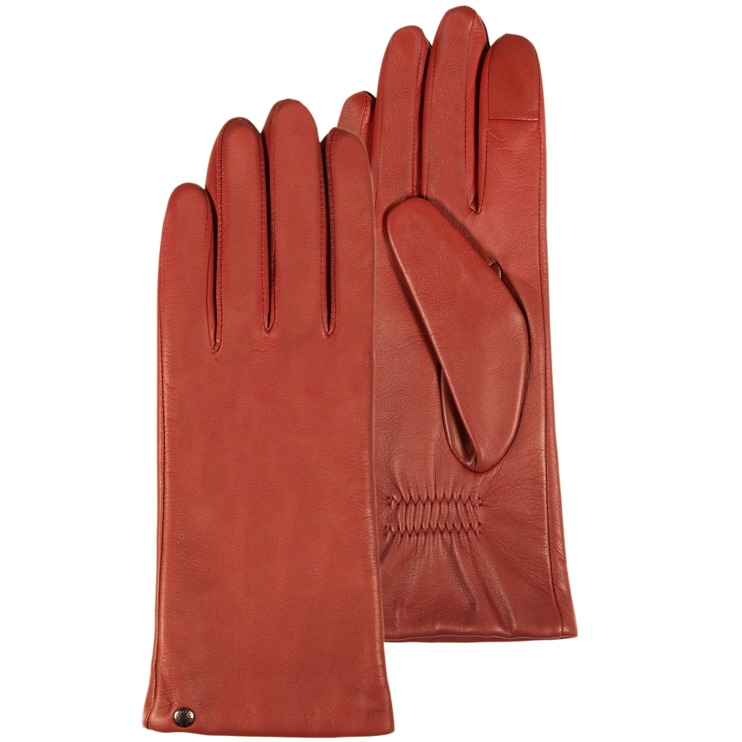 Gants tactiles, en cuir d'agneau pleine fleur, doublés cachemire, ISOTONER
