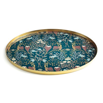 Louisa Round Floral Gold Toned Metal Tray LA REDOUTE INTERIEURS