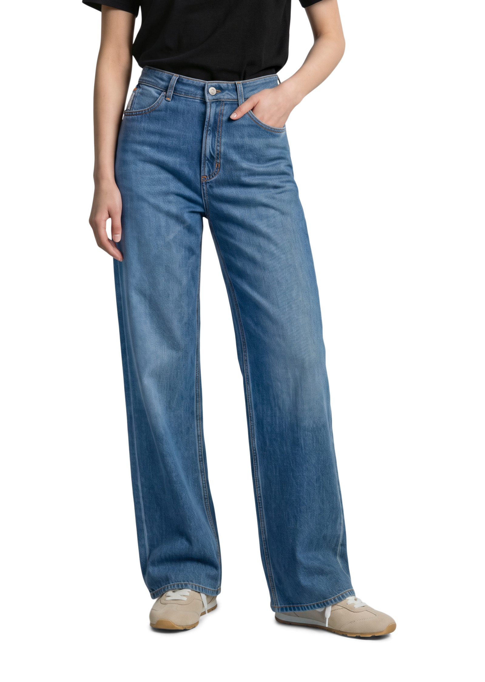 Jeans modèle Tomma large en qualité légère de coton bio, MARC O’POLO DENIM