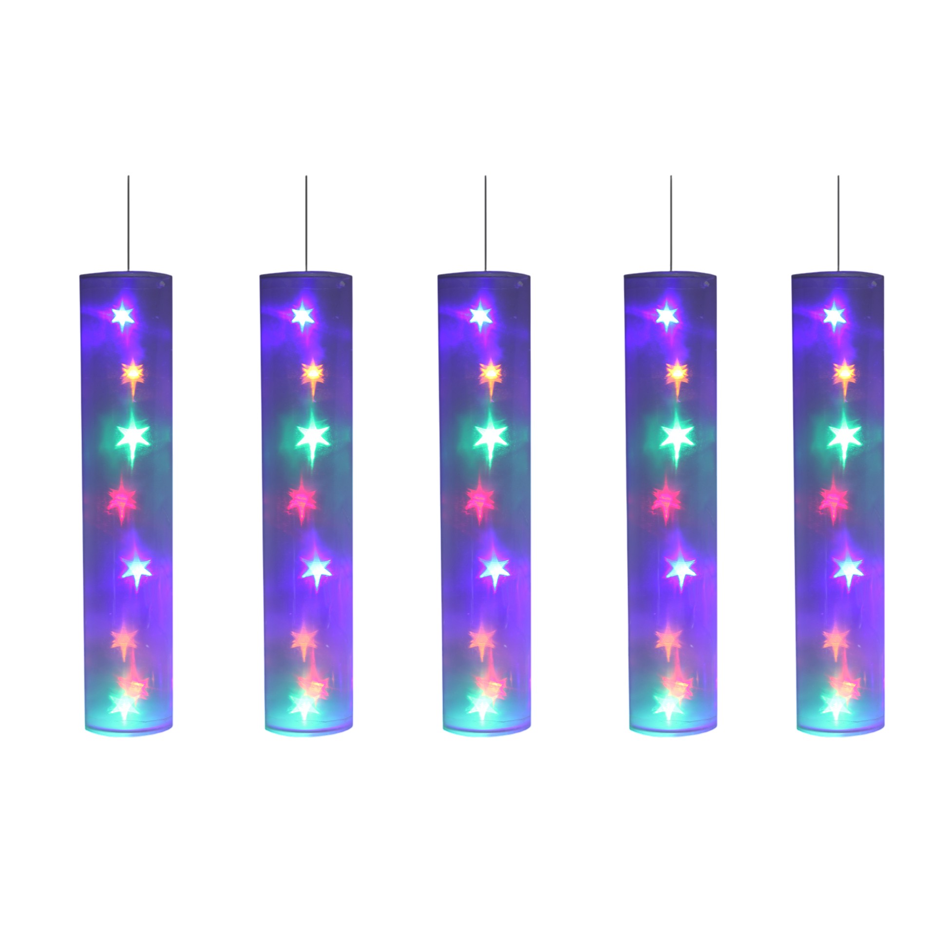 5 Tubes Lumineux avec Étoiles LED Multicolores 40 LED, EDEN