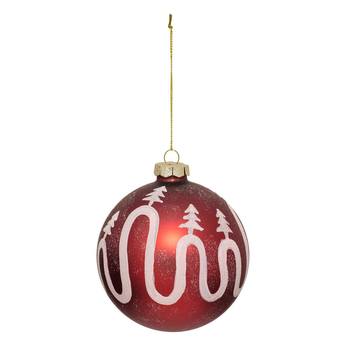 Boule de Noël en verre vague rouge et blanc D. 100 mm, FEERIC LIGHTS & CHRISTMAS