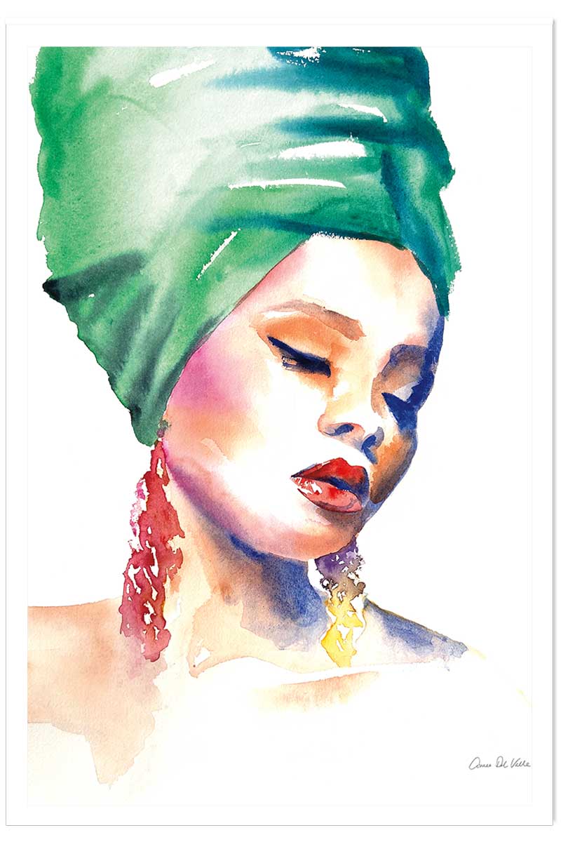 Affiche mode Portrait turban vert, HEXOA