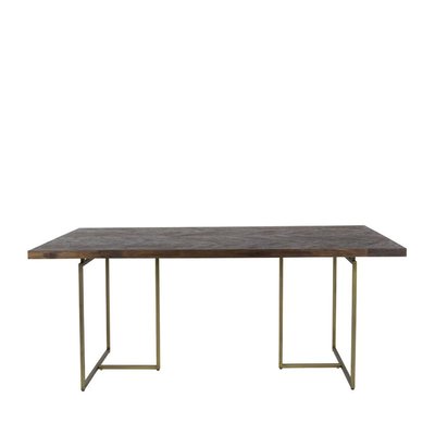 Table à manger chevrons bois et laiton bois foncé 220x90 cm - CLASS DUTCHBONE
