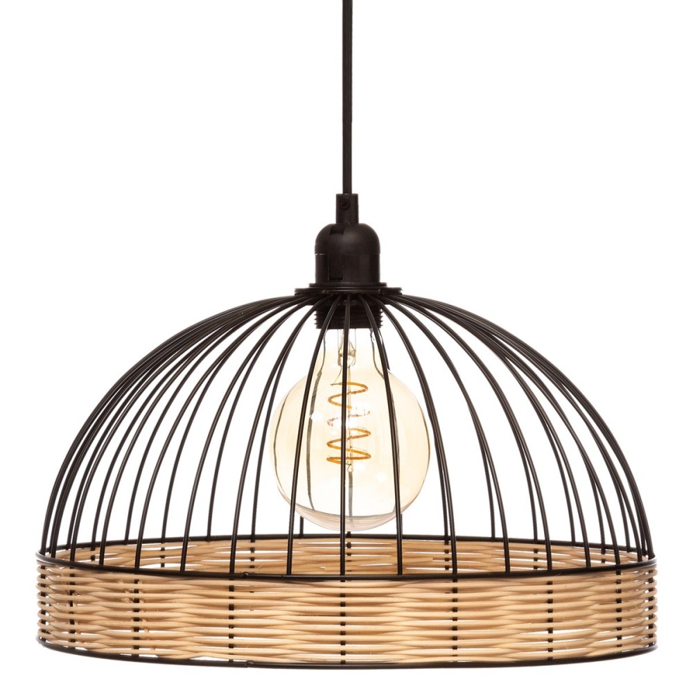 Suspension Métal Filaire Rotin Suwa Noir D35, ATMOSPHERA