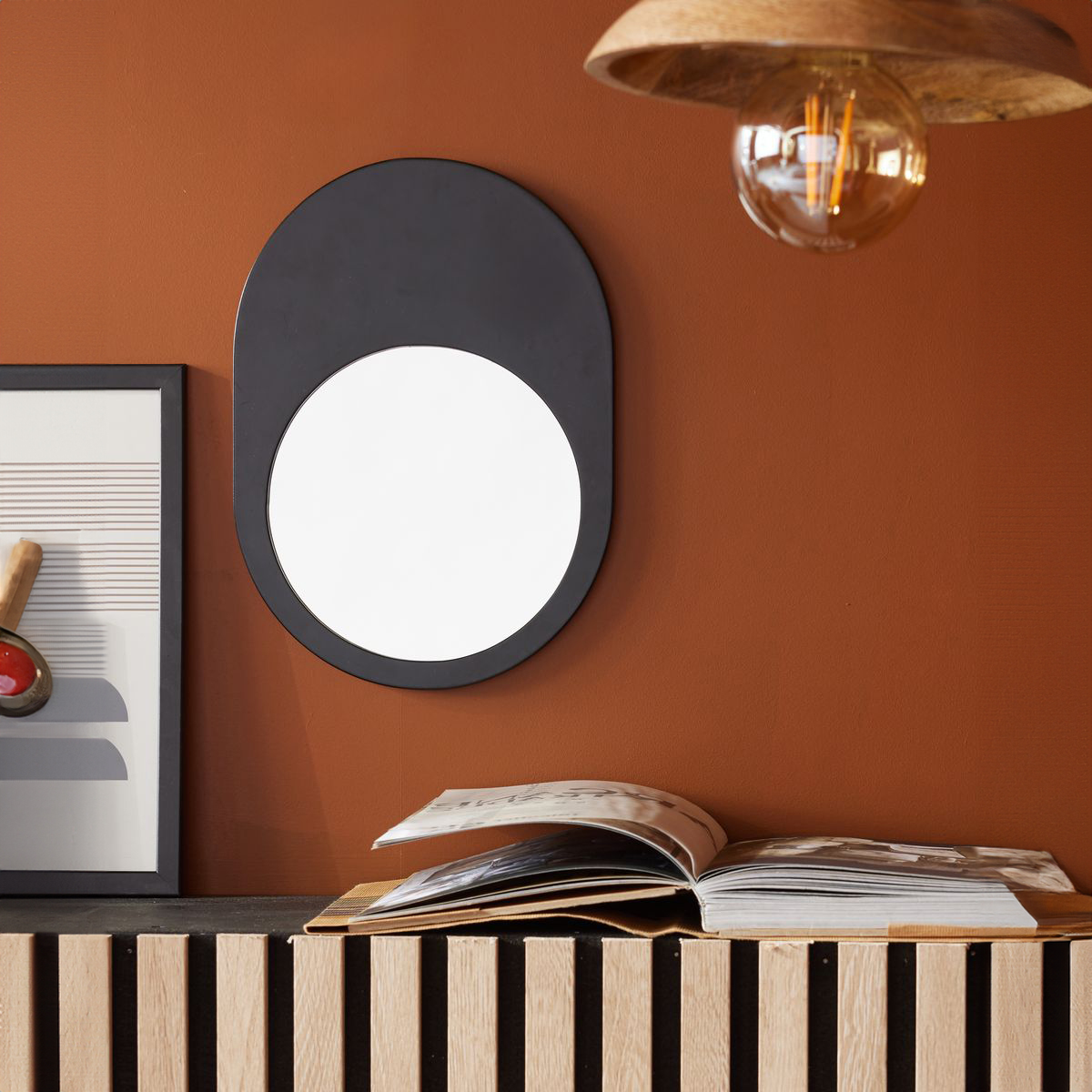 Miroir mural ovale en bois MOKA, FACTORY